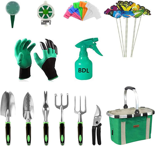 Garden Tools Set with 40 Pieces Hand Tools, Garden Tools Bag with Heavy Duty Tools, Garden Tool Kit with Foldable Handle (King)