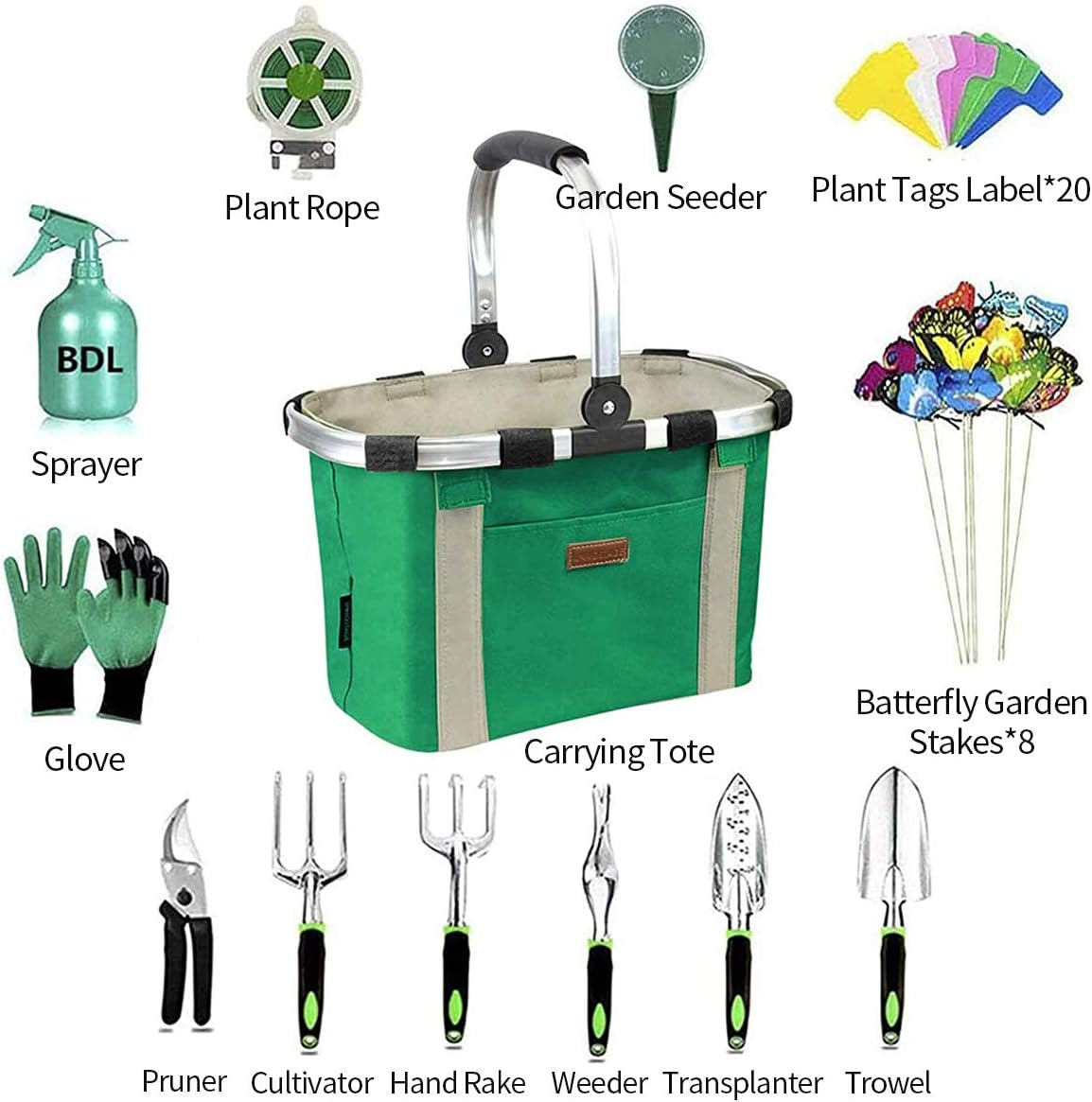 Garden Tools Set with 40 Pieces Hand Tools, Garden Tools Bag with Heavy Duty Tools, Garden Tool Kit with Foldable Handle (King)